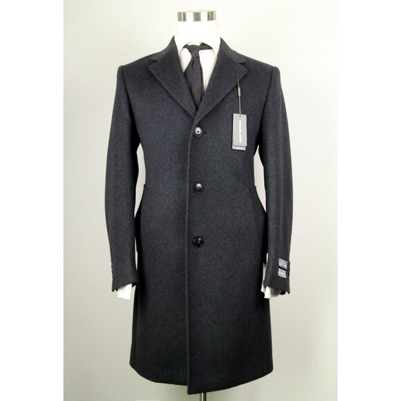 38R Michael Kors Men's Modern-Fit Wool Blend Cashmere Overcoat Dark Grey E04490 - Picture 1 of 7